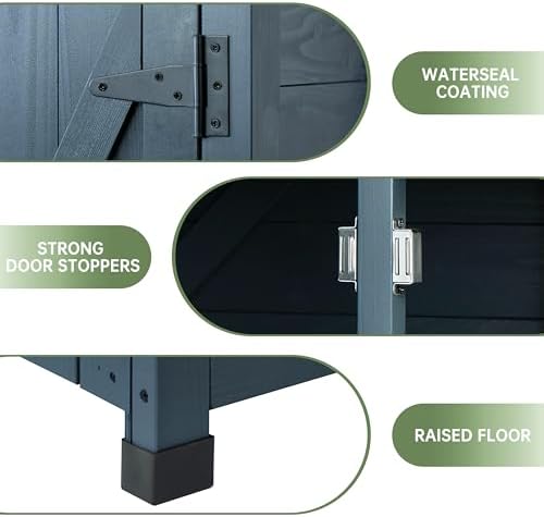 outdoor storage shed with floor & adjustable shelves on a desk or shelf
