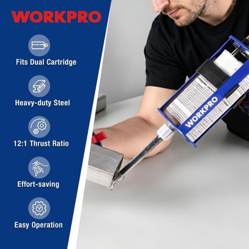 workpro 200ml dual cartridge epoxy gun, heavy duty, front angle view