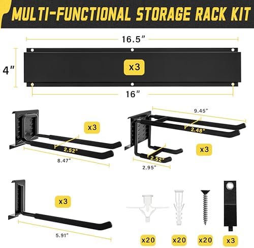 klasit garage wall organizer,15pack carries 675 lbs,garden tool, side view