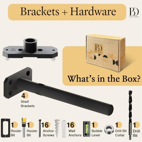 invisible floating shelf bracket 8 inch rod 3/4, close-up detail