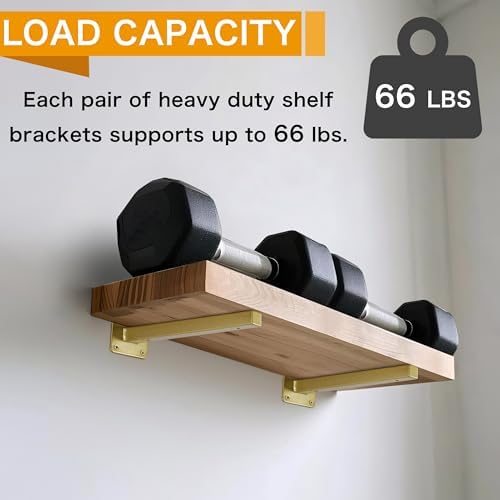ezydecor 6 pcs gold shelf brackets heavy duty showing dimensions