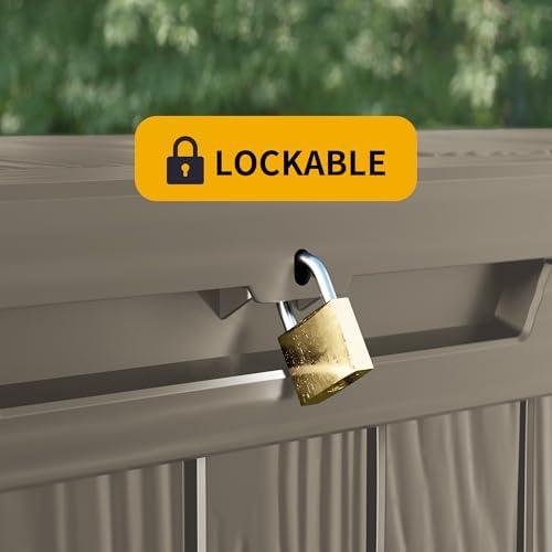 outdoor storage box waterproof, 200 gallon lockable resin, side view