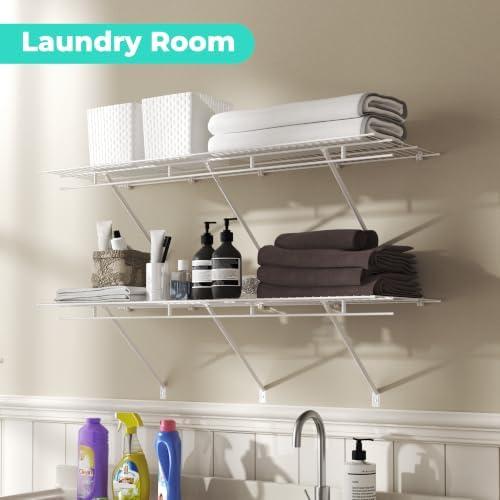 haushof 4 pack closet shelves wall mounted, 4 shown in use