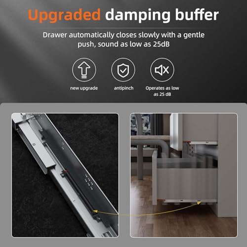 24” undermount drawer slides soft close 100 lbs on a desk or shelf