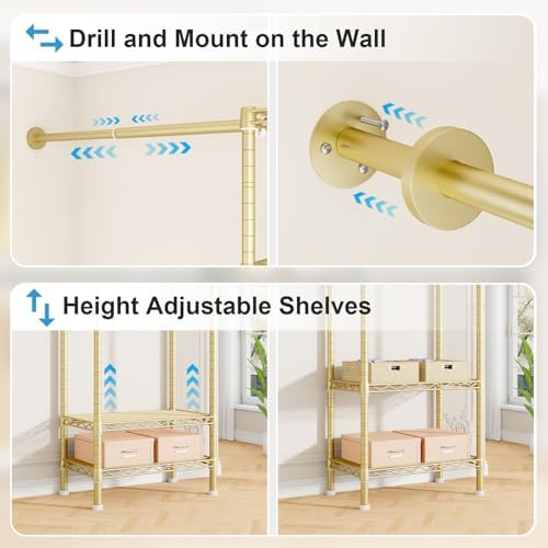 ulif m2 wall mounted closet system, gold clothes, package contents