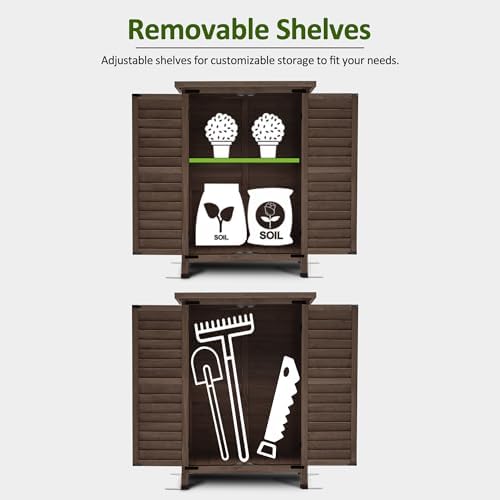 mcombo small outdoor storage cabinet, wood shed with, side view