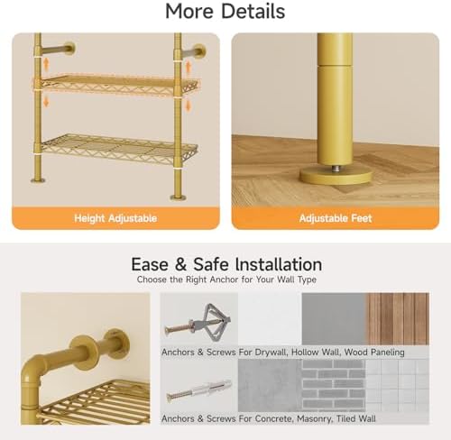 onbrill l7 wall mounted industrial pipe clothing rack, front angle view