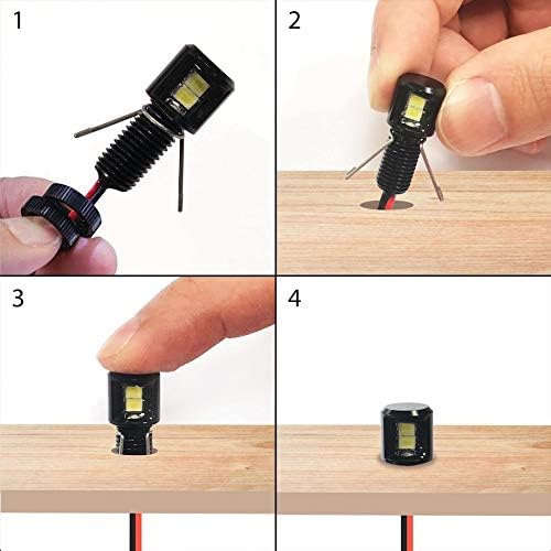Oznium Side View LED Bolt - 12V LED Side Emitting Light for Bumper, Grille, Cars Interior, Dash, Ambient Lighting, Motorcycle with Aluminum Housing & Screw Nut (8 mm Black, Warm White LED), 2-PACK