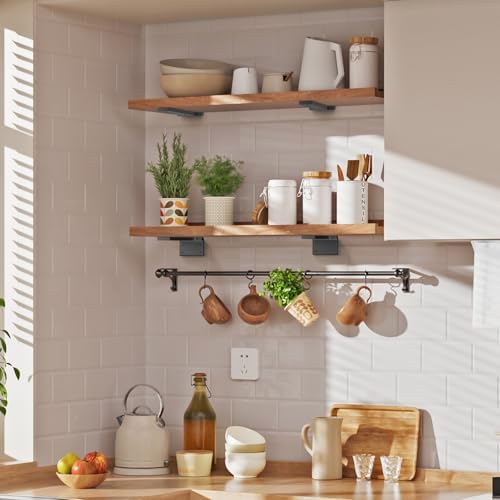 black floating shelf brackets 10 inch 6 pack shown in use