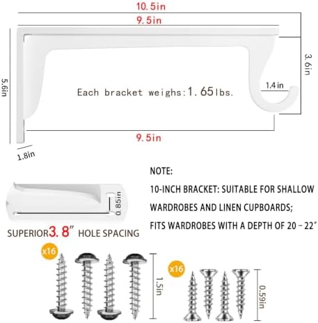 10inch closet rod support bracket heavy duty 400lbs shown in use