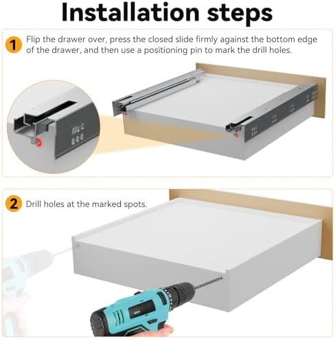 undermount soft close heavy duty drawer slides 21 on a desk or shelf