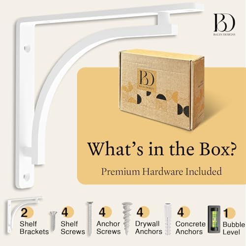 classic white heavy duty shelf brackets 12 inch, close-up detail