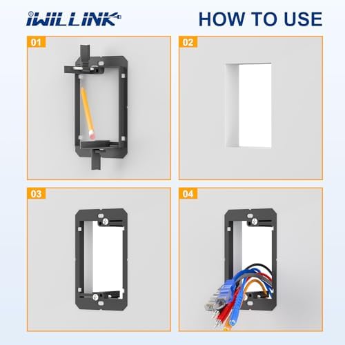 iwillink 1 gang low voltage mounting bracket, black showing dimensions