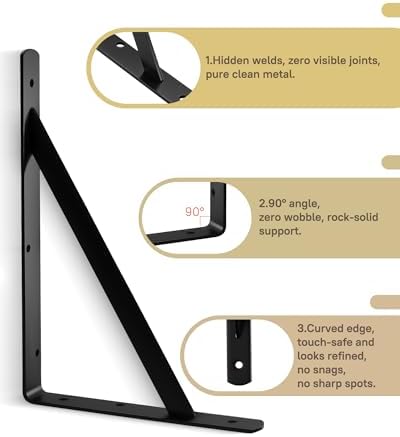 heavy duty shelf brackets, 12 x 8 inch, close-up detail