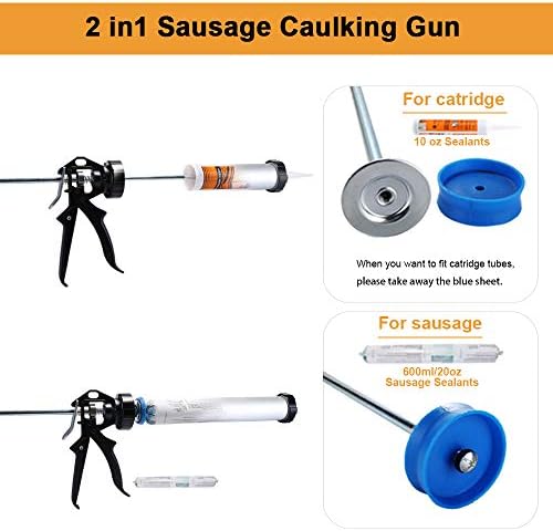 sealant sausage caulking gun with aluminum cartridge 600ml/20oz, close-up detail