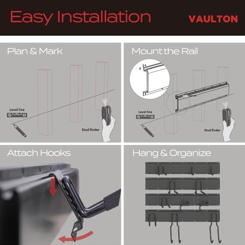 vaulton 96" garage wall organizer, metal tool rack, view 9