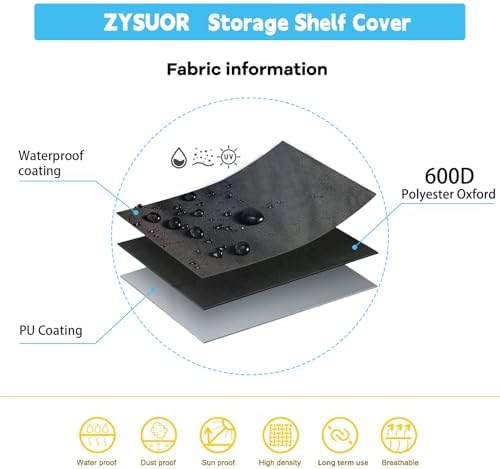 shelf cover for storage shelving rack, fits 36"x24"x72" shown in use