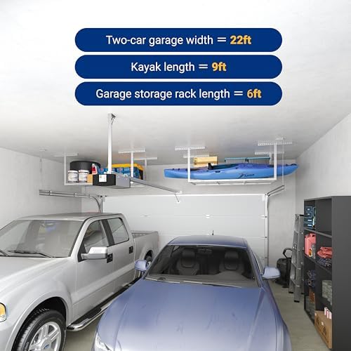 fleximounts 3x6 overhead garage storage adjustable ceiling rack on a desk or shelf