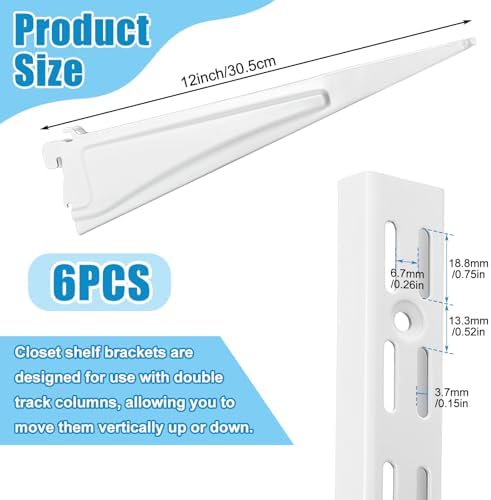 menkxi 6 pcs track locking shelf bracket, 12 shown in use