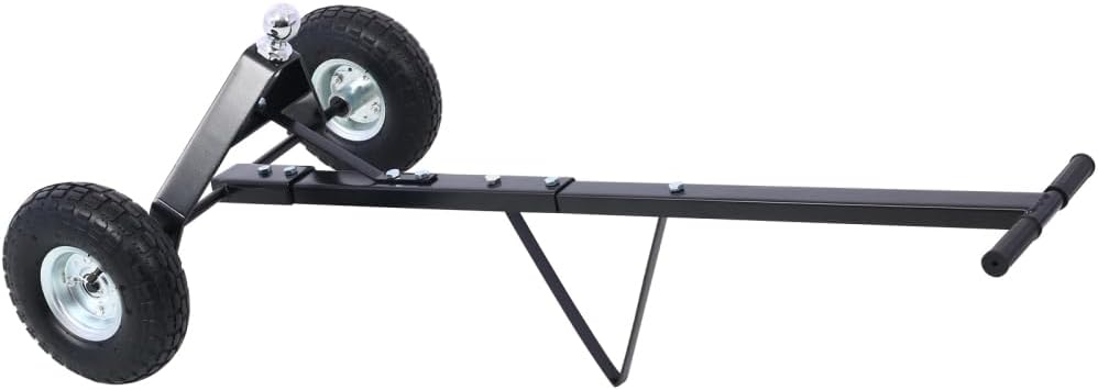 Trailer Dolly with Pneumatic Tires - 600 Lb. Maximum Tongue Weight Capacity, Black Color (Black + Steel)