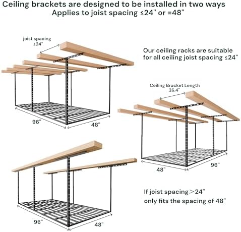 sunsgrove 4x8 overhead garage storage rack organization, adjustable on a desk or shelf