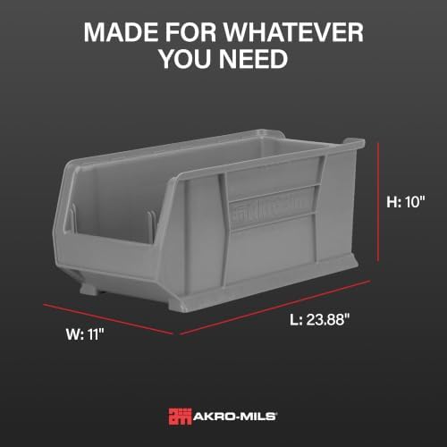 akro-mils 30287 super-size akrobins plastic storage bins, space-saving, side view