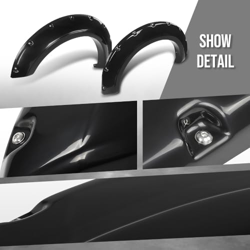 G-PLUS Fender Flares Front and Rear Side Compatible with Ford F250 F350 Super Duty 2017 2018 2019 2020, Not Fit Dually Models Pocket Rivet Smooth Black