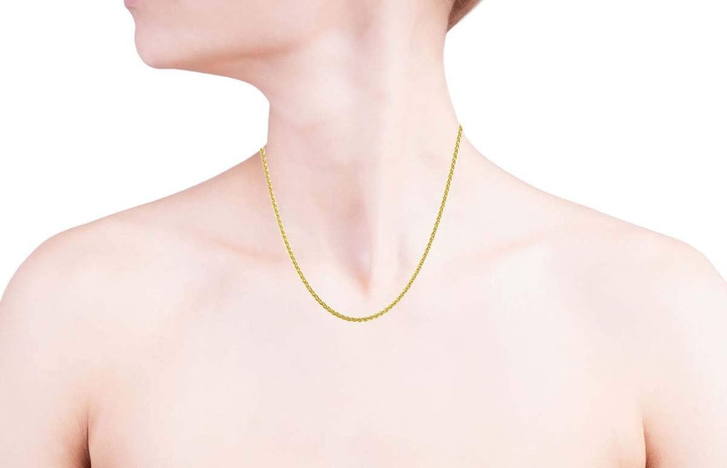 925 sterling silver necklace 1.3mm adjustable wheat chain, close-up detail