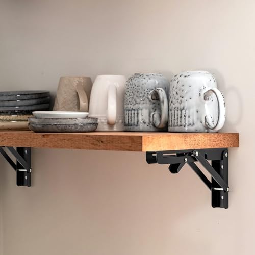 ravinte matte black folding shelf brackets, 16 inch, package contents