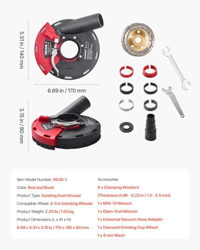 vevor grinding dust shroud for angle grinder, universal on a desk or shelf