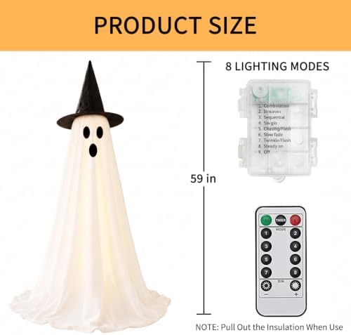 2 Packs 59” Halloween Decorations Outdoor, Spooky Light Up Ghost Indoor Decor...