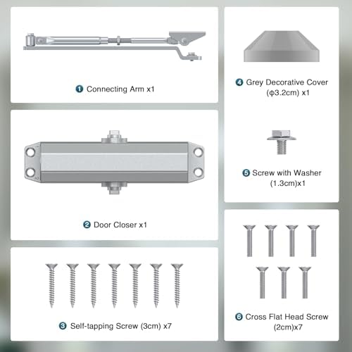 automatic door closer, door closer for commercial use, front angle view
