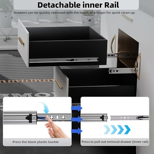 1 pair 260 lbs heavy duty drawer slides, side view