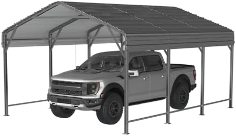 airwire 10x15 ft metal carport canopy with reinforced, front angle view