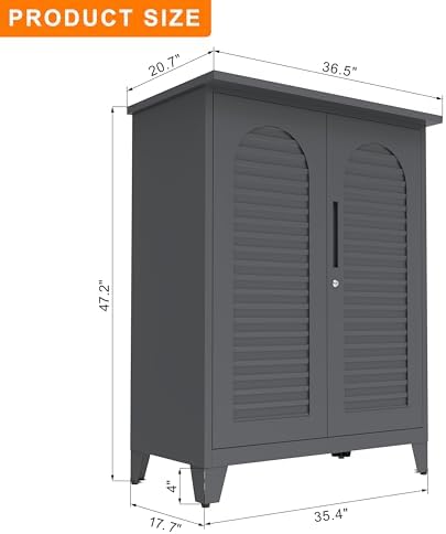 ryh 47.2” tall metal outdoor storage cabinet(47.2" h, front angle view