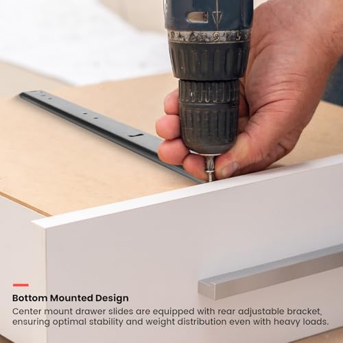 homdiy 14 inch heavy duty center mount drawer, front angle view