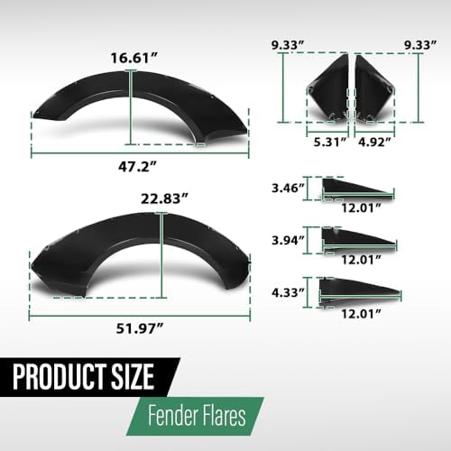 GRAND ORANGE 4pcs Fender Flares with Front Canards Compatible with Chevy Camaro ZL1 2010 2011 2012 2013 2014 2015 MB Style