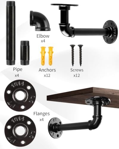 muzik 12pc 7"×4" l pipe shelf bracket, heavy shown in use