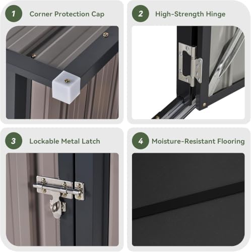 aoxun outdoor storage cabinet shed with floor, small, package contents