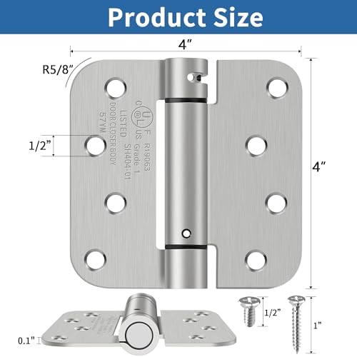 4 inch self closing door hinges, 5/8" radius shown in use