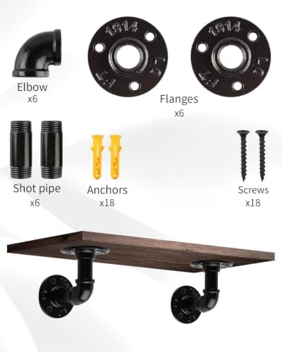 muzik 6pcs 4"×4" l pipe shelf bracket, heavy, close-up detail