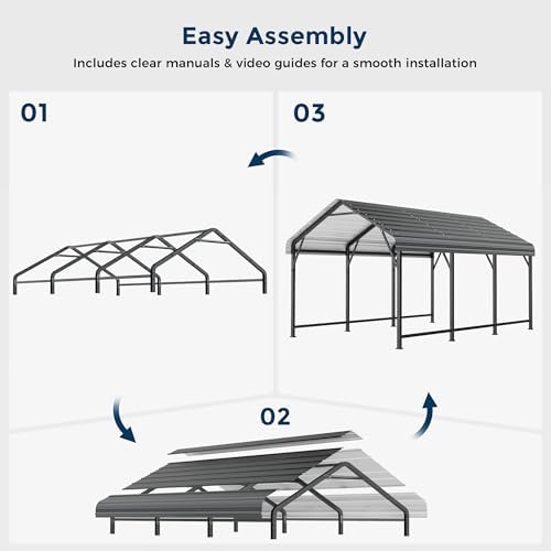homshade 10x15ft heavy duty metal carport with 132°, view 10