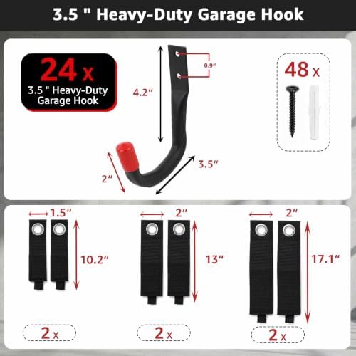30-piece garage organization kit, 24-pack heavy duty 3.5” on a desk or shelf