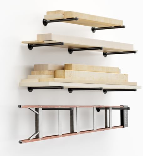 pipe shelf bracket set of 10 floating shelving, front angle view