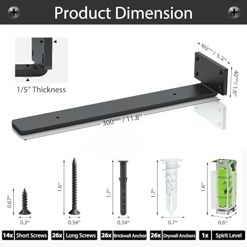 floating shelf brackets 12 inch 6 pack, hidden shown in use