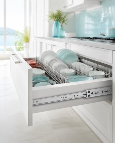 soft close drawer slides 22 inch side mount shown in use