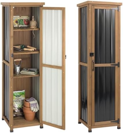 tall outdoor storage cabinet, weatherproof wooden garden potting, main product view