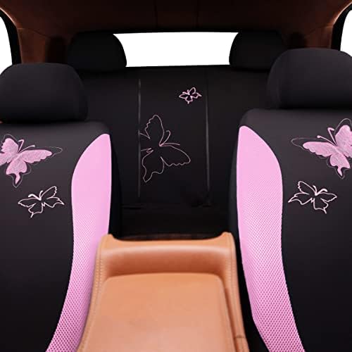 flying banner butterfly car seat covers ful set, front angle view