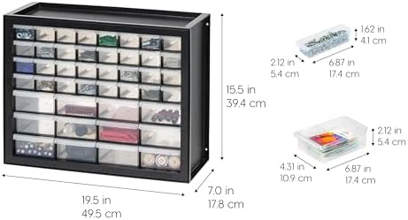 iris usa 44-drawer small parts storage cabinet, crafts, close-up detail