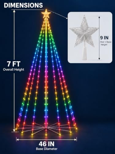 Popotan Halloween Outdoor Christmas Tree, 7FT 295 LED, RGB App Control